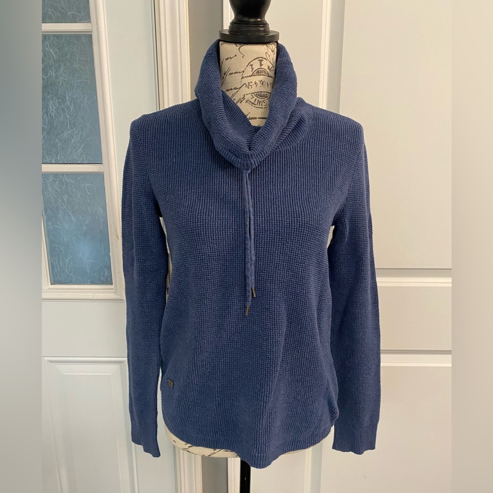 Lauren Ralph Lauren 100% Cotton Blue Sweater with Tube Neck and Ties - Large/L C